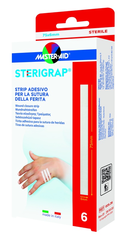 MASTER-AID STERIGRAP STRIP ADESIVO SUTURA FERITE 75X6 MM 6 PEZZI - farmaidea24.com