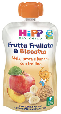 HIPP BIO FRUTTA FRULLATA &BISCOTTO MELA PESCA BANANA FROLLINO 90 G - farmaidea24.com