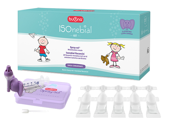 ISONEBIAL KIT PULIZIA CAVITA' NASALI 20 FLACONCINI MONODOSE 5 ML + SIRINGA LUER LOCK SOFT-JECK + AGO CANNULA + NEBULIZZATORE SPRAY - farmaidea24.com