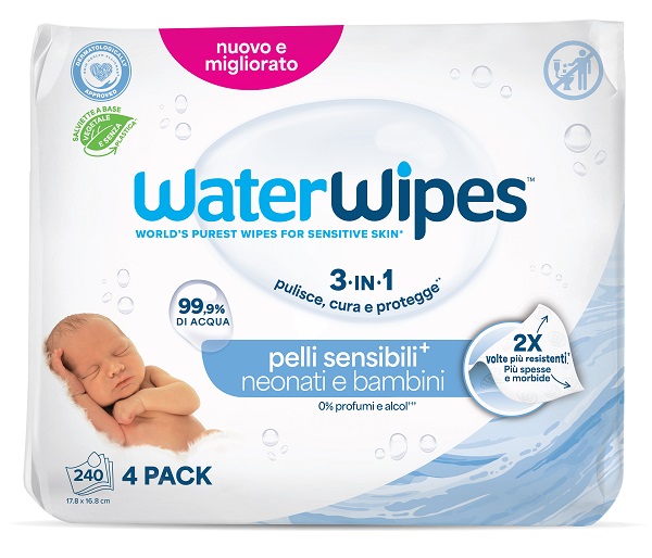 WATERWIPES BIO 4 X 60 PEZZI - farmaidea24.com
