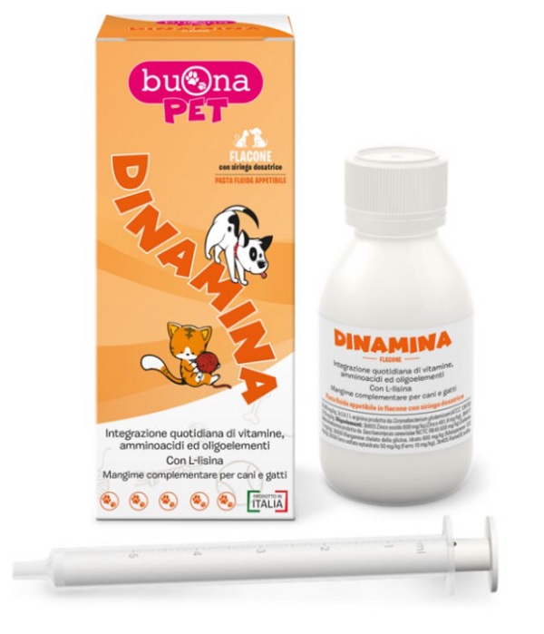 DINAMINA CANI GATTI FLACONE CON SIRINGA DOSATRICE IN PASTA 60 G BUONAPET - farmaidea24.com