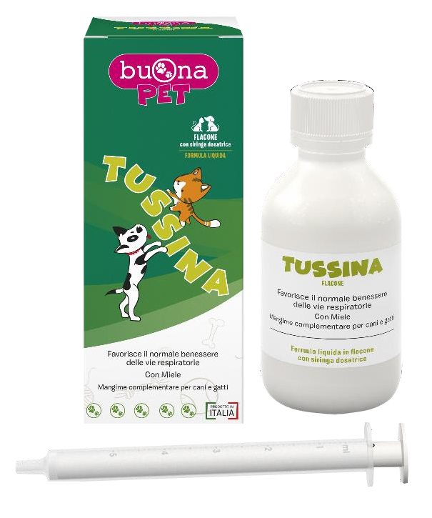 TUSSINA FLACONE CANI E GATTI CON SIRINGA DOSATRICE 100 G BUONAPET - farmaidea24.com