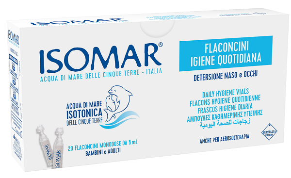ISOMAR SOLUZIONE ISOTONICA ACQUA MARE IGIENE QUOTIDIANA 20 FLACONCINI MONODOSE 5 ML - farmaidea24.com