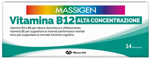 MASSIGEN VITAMINA B12 ALTA CONCENTRAZIONE 14 FLACONCINI - farmaidea24.com